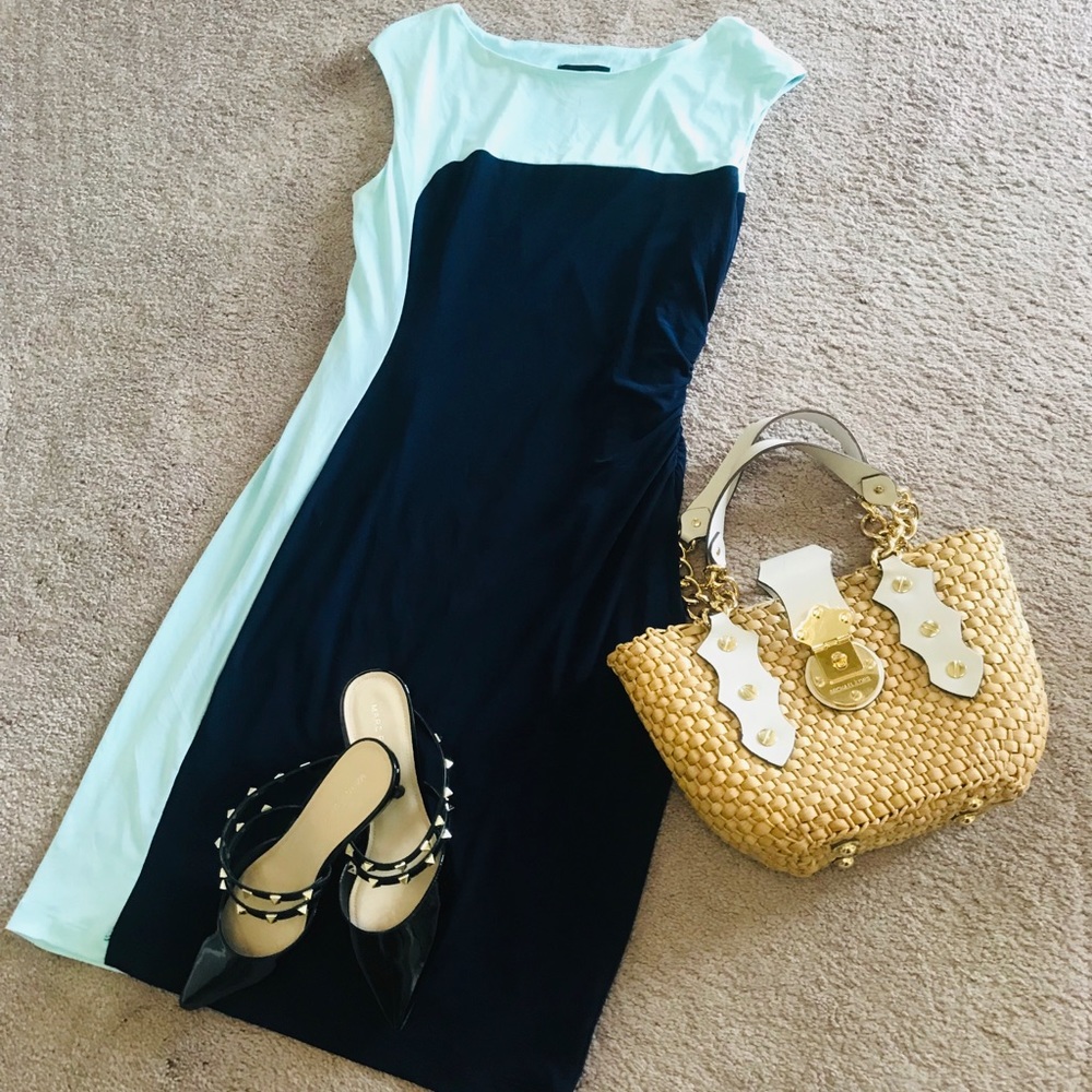 Sleeveless Two Tone Blue Dress